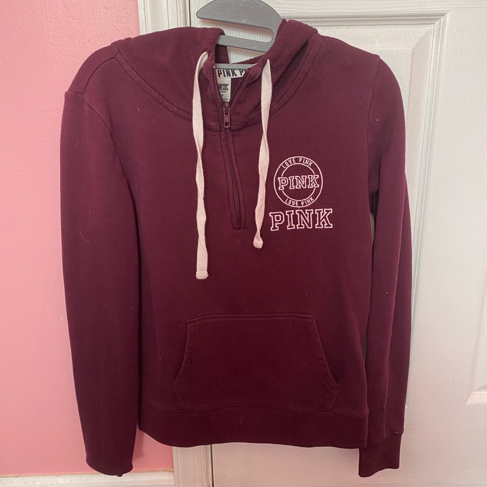 XS maroon PINK long sleeve hooded sweatshirt